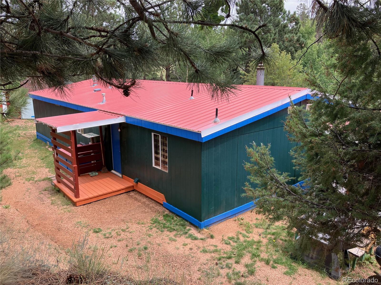 a backyard of a house with yard and tree