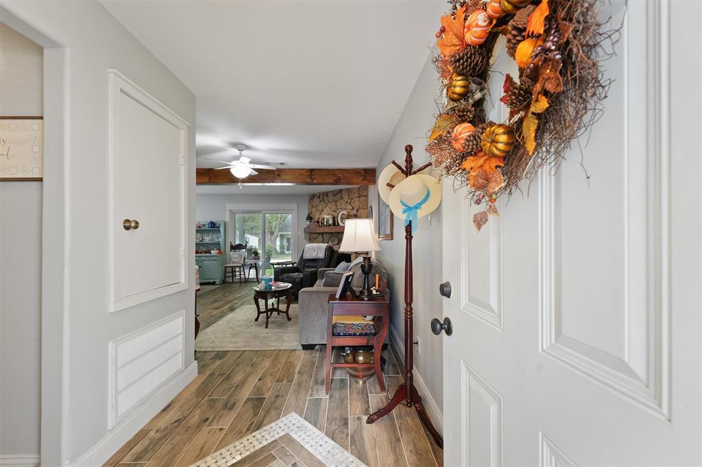 a view of a living room and dining room