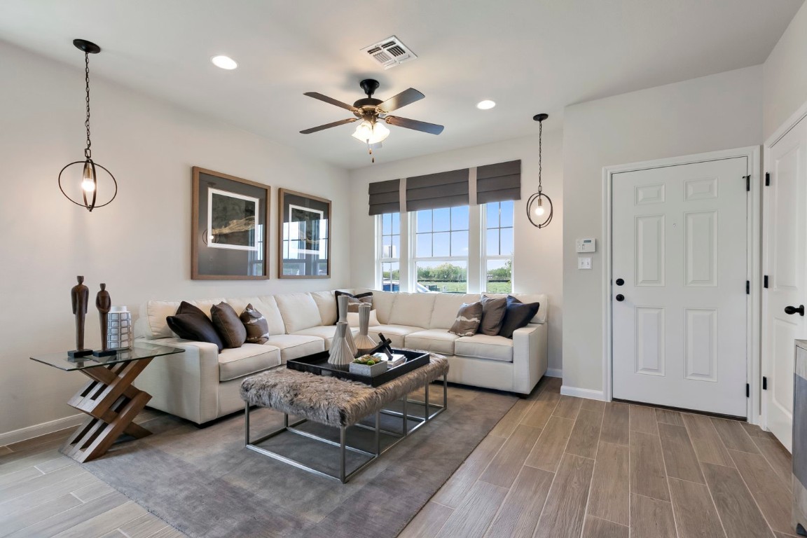 a living room with furniture