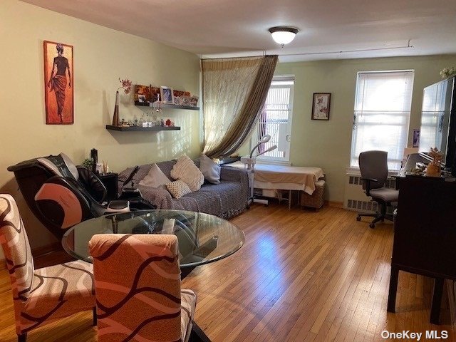 a living room with furniture or couch and a window