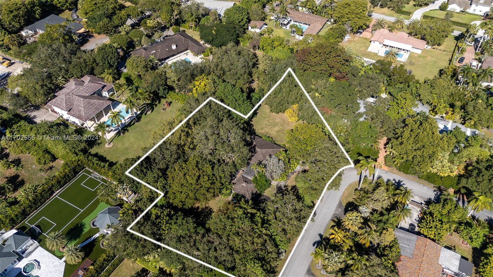 an aerial view of a house