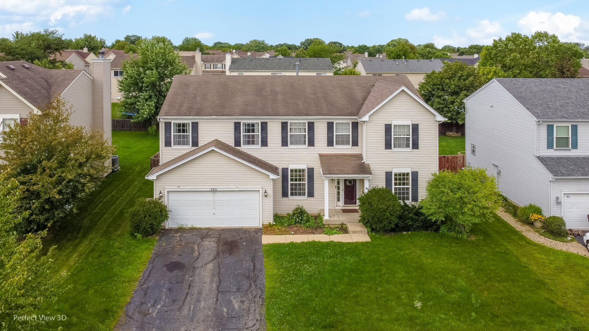 an aerial view of a house