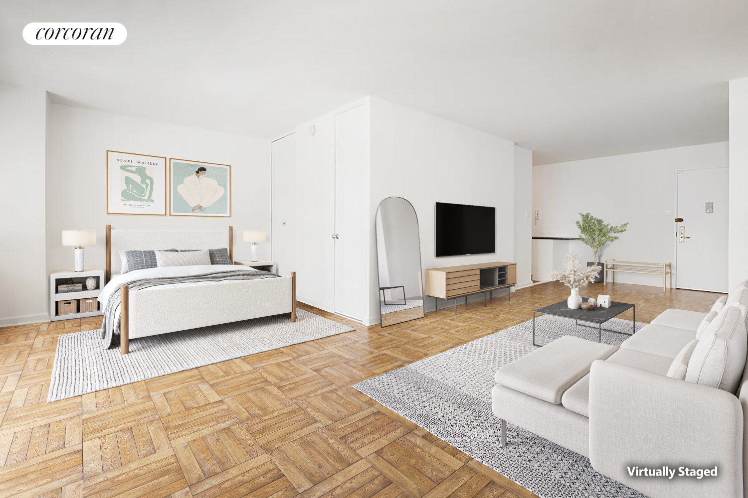 a living room with furniture and a flat screen tv