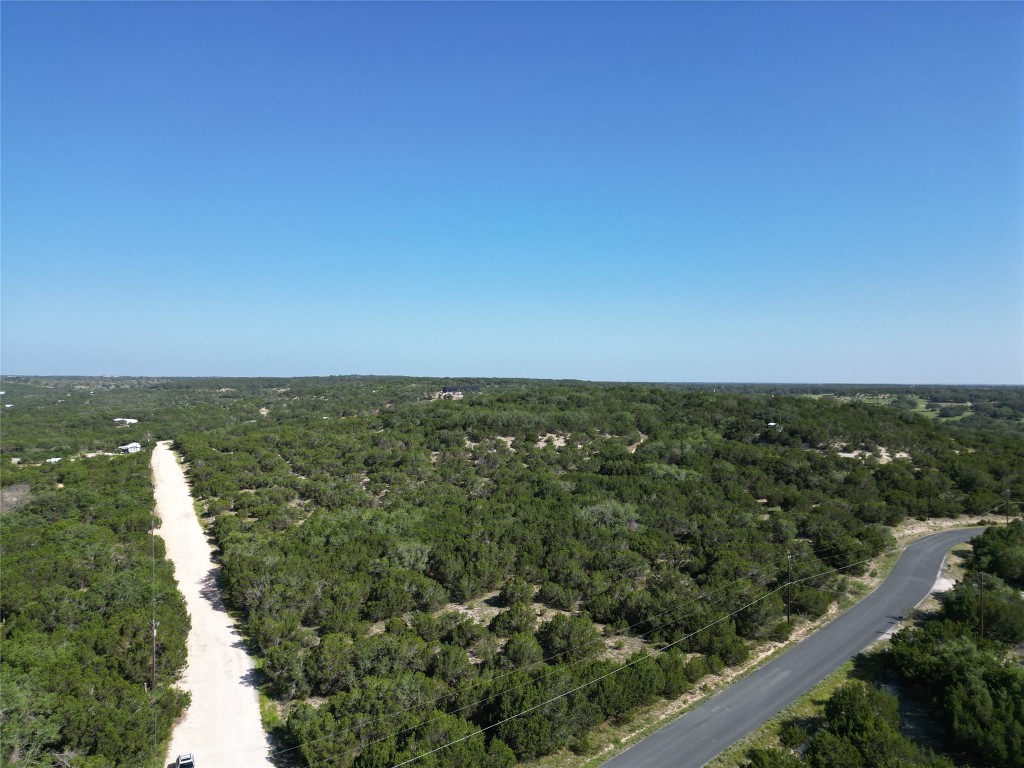 an aerial view of a residential houses with outdoor space and trees