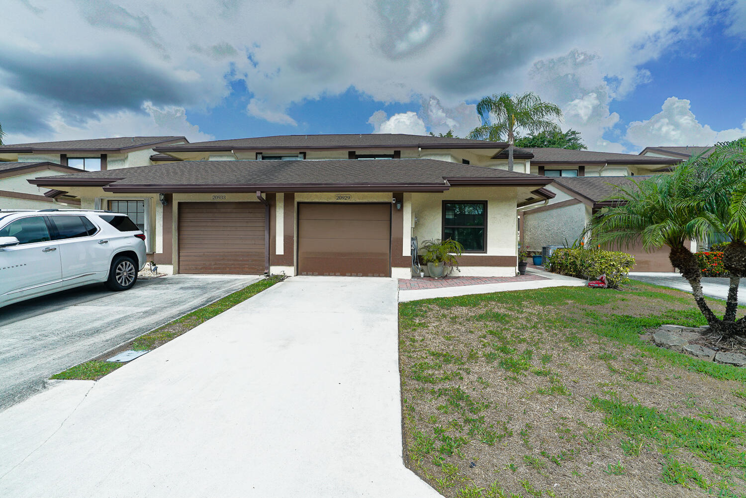 a view of a house with a patio