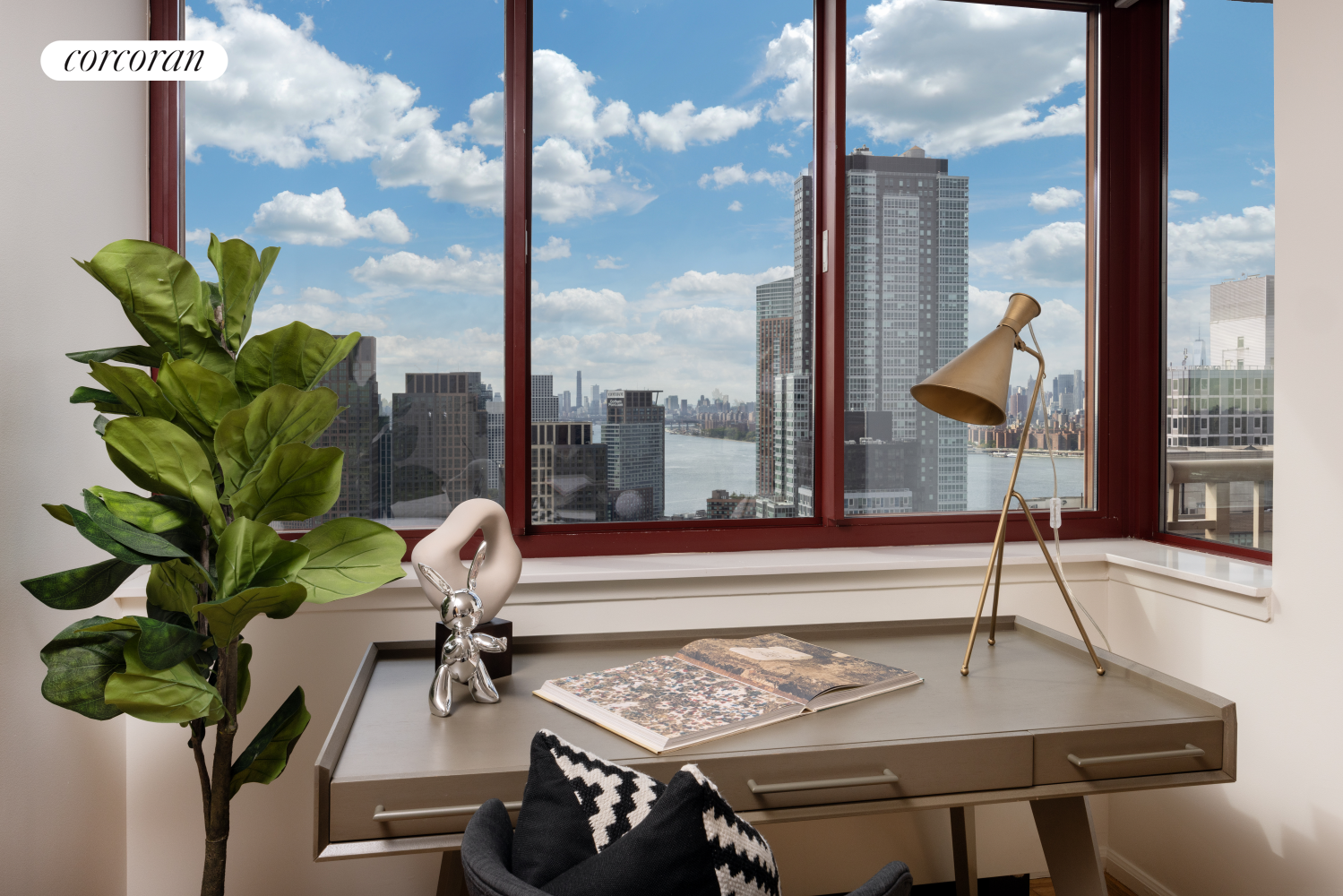 a view of a workspace with a window