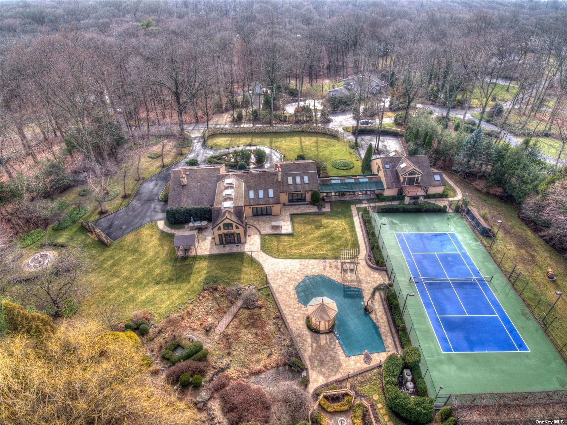 swimming pool with chairs