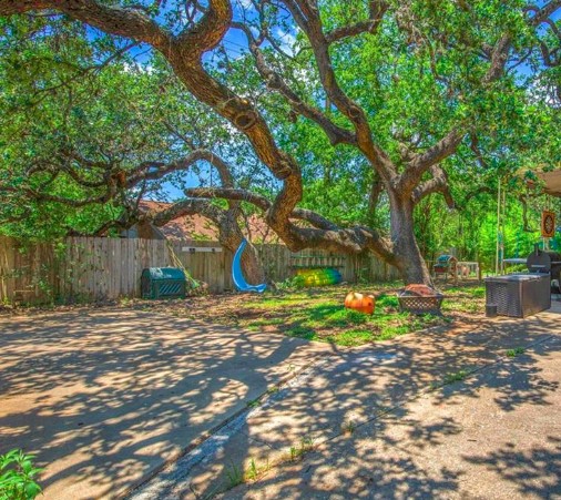 a backyard of a house with lots of green space