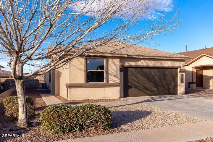 a front view of a house with a garage