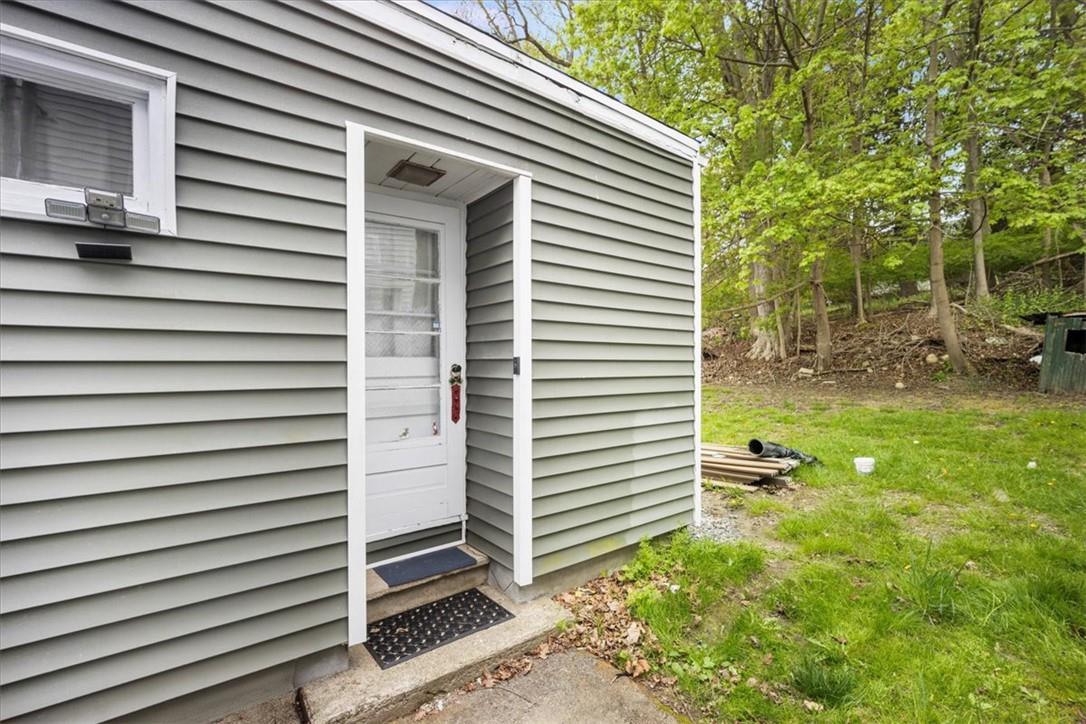 a view of backyard of house