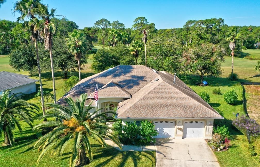 an aerial view of a house