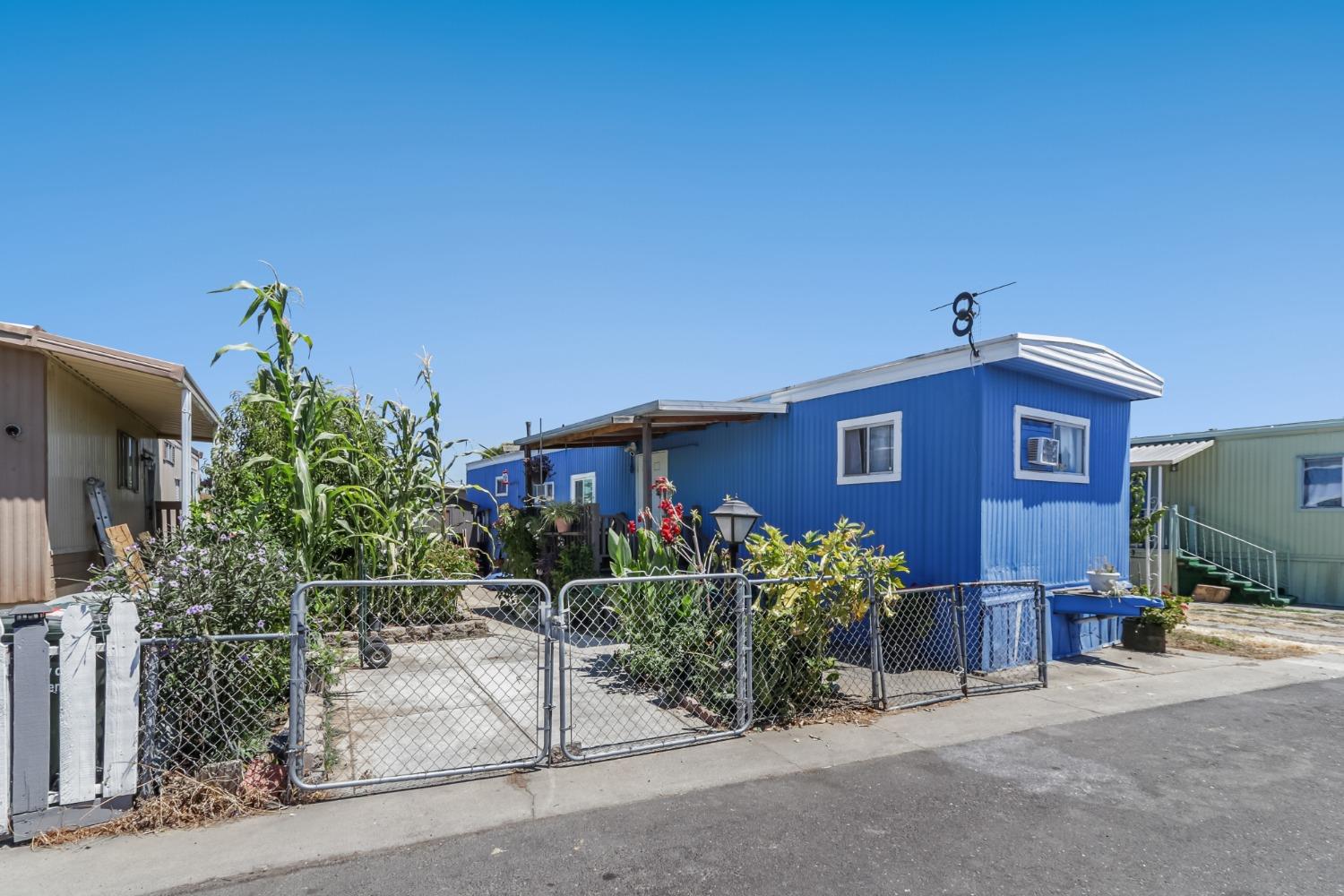 a view of a house with a yard and plants