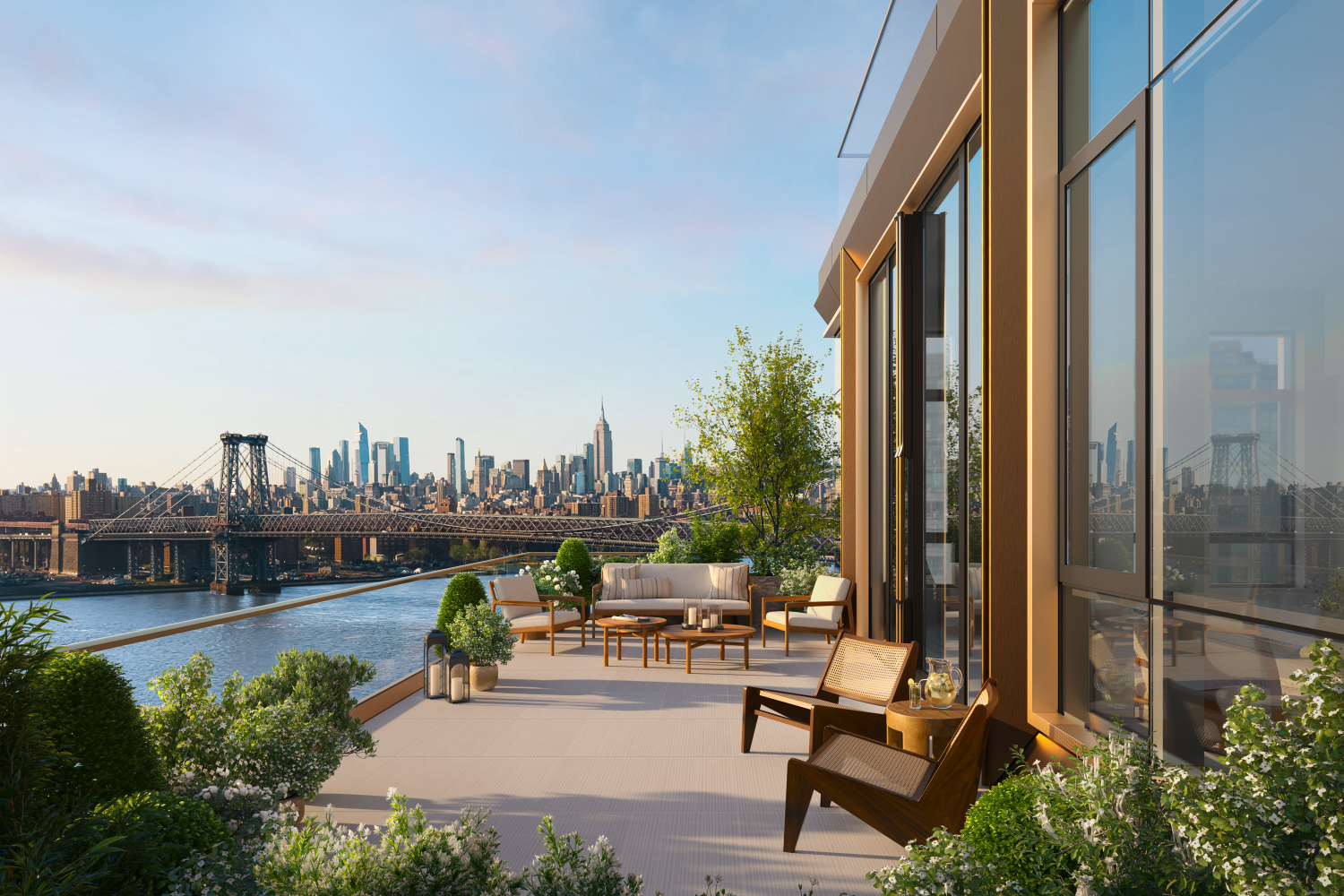 a view of a terrace with sitting area