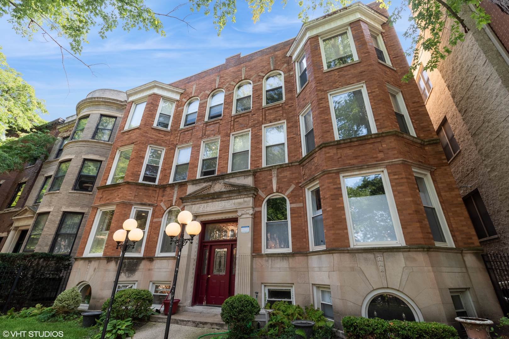 a front view of a multi story residential apartment building