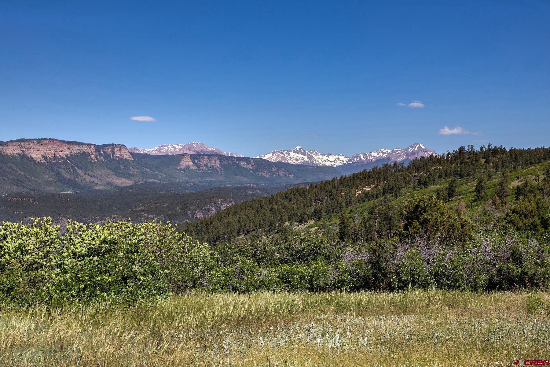 a view of a lake with mountains in the background