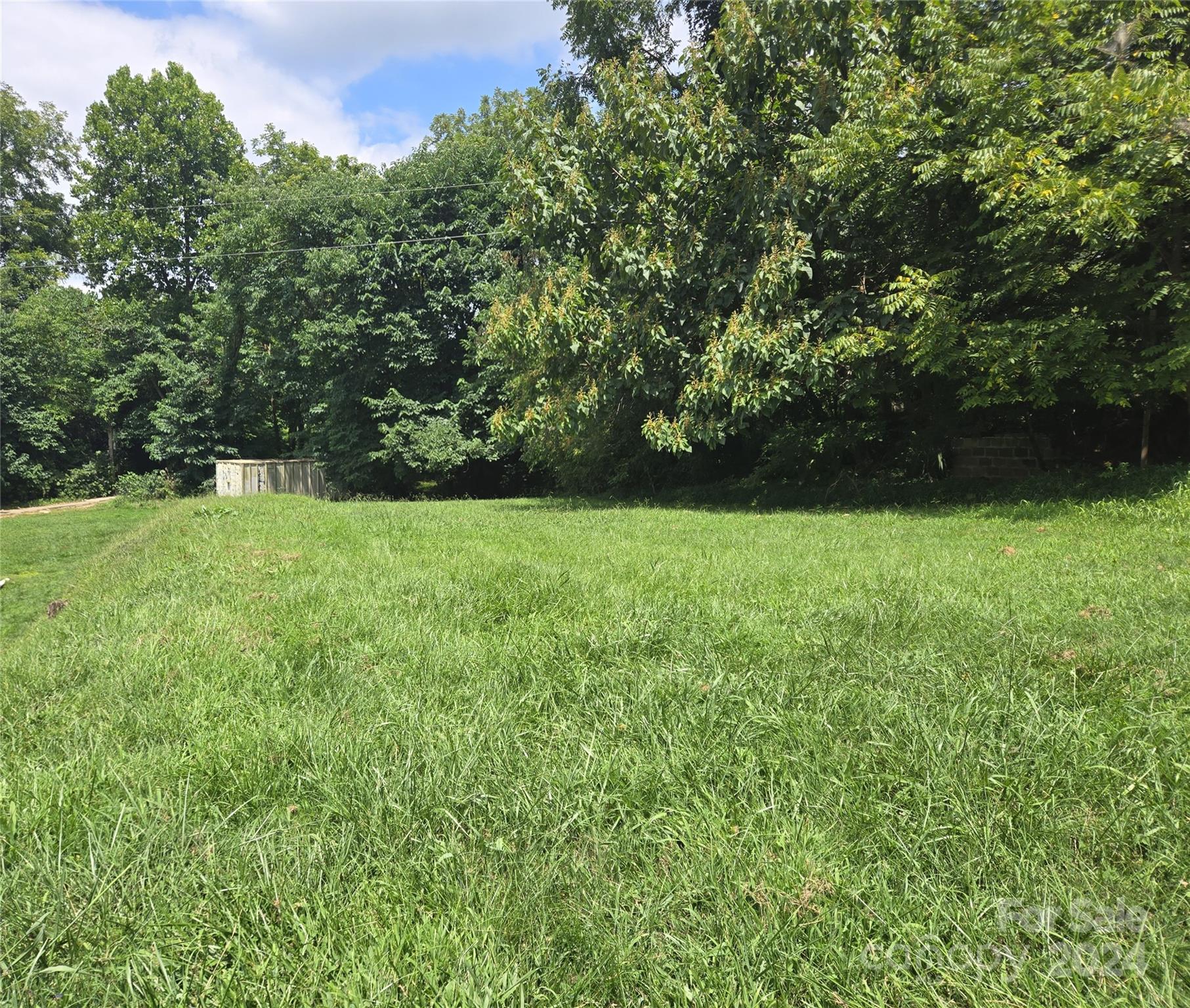 a view of green field with trees in the background