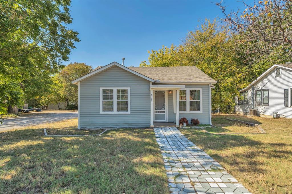 a front view of a house with a patio