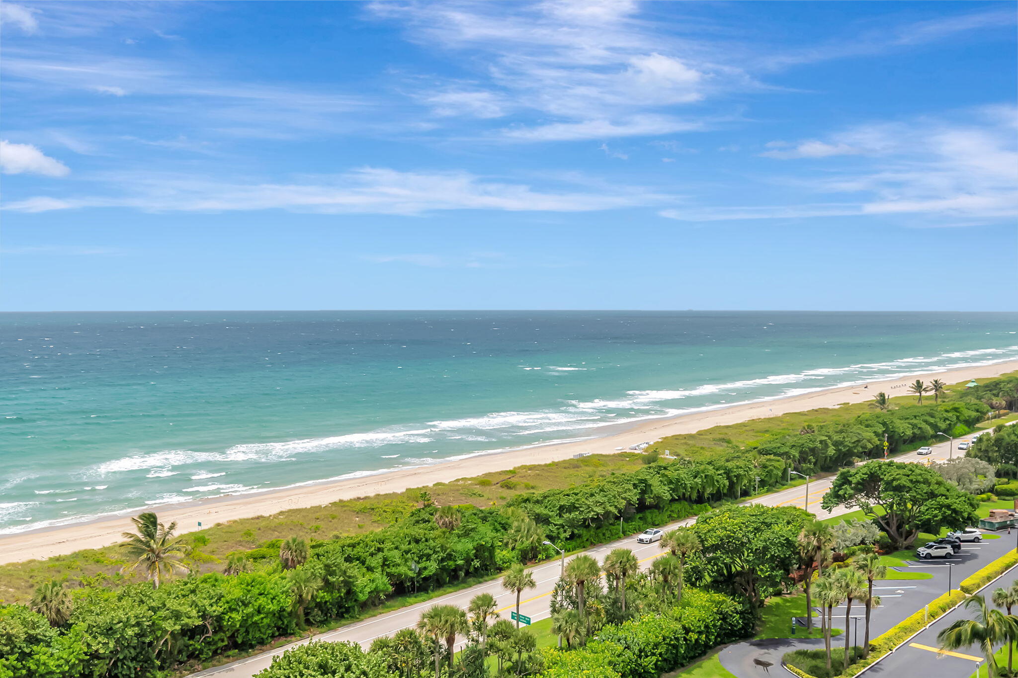 a view of an ocean and beach