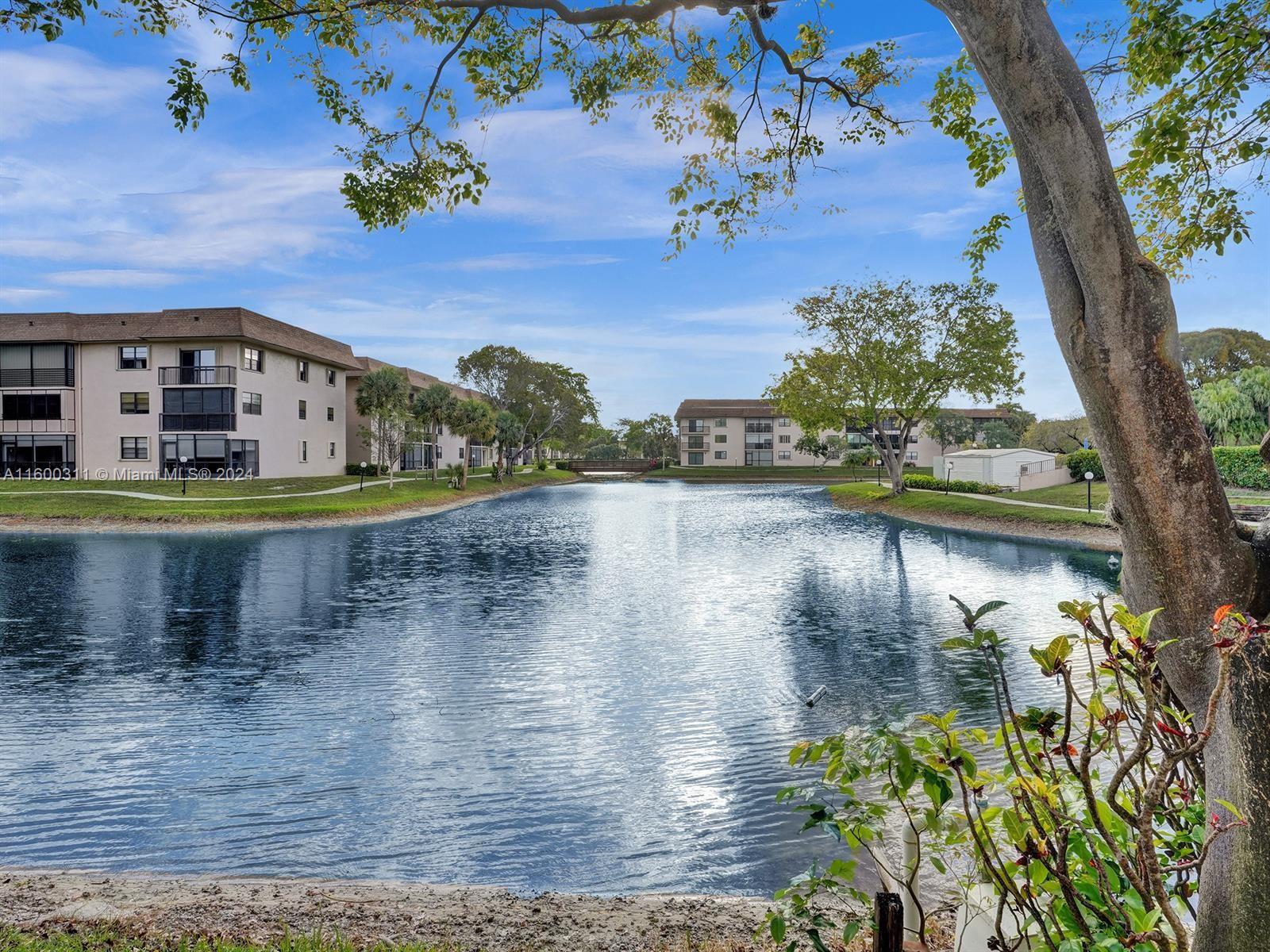 a view of a lake with houses