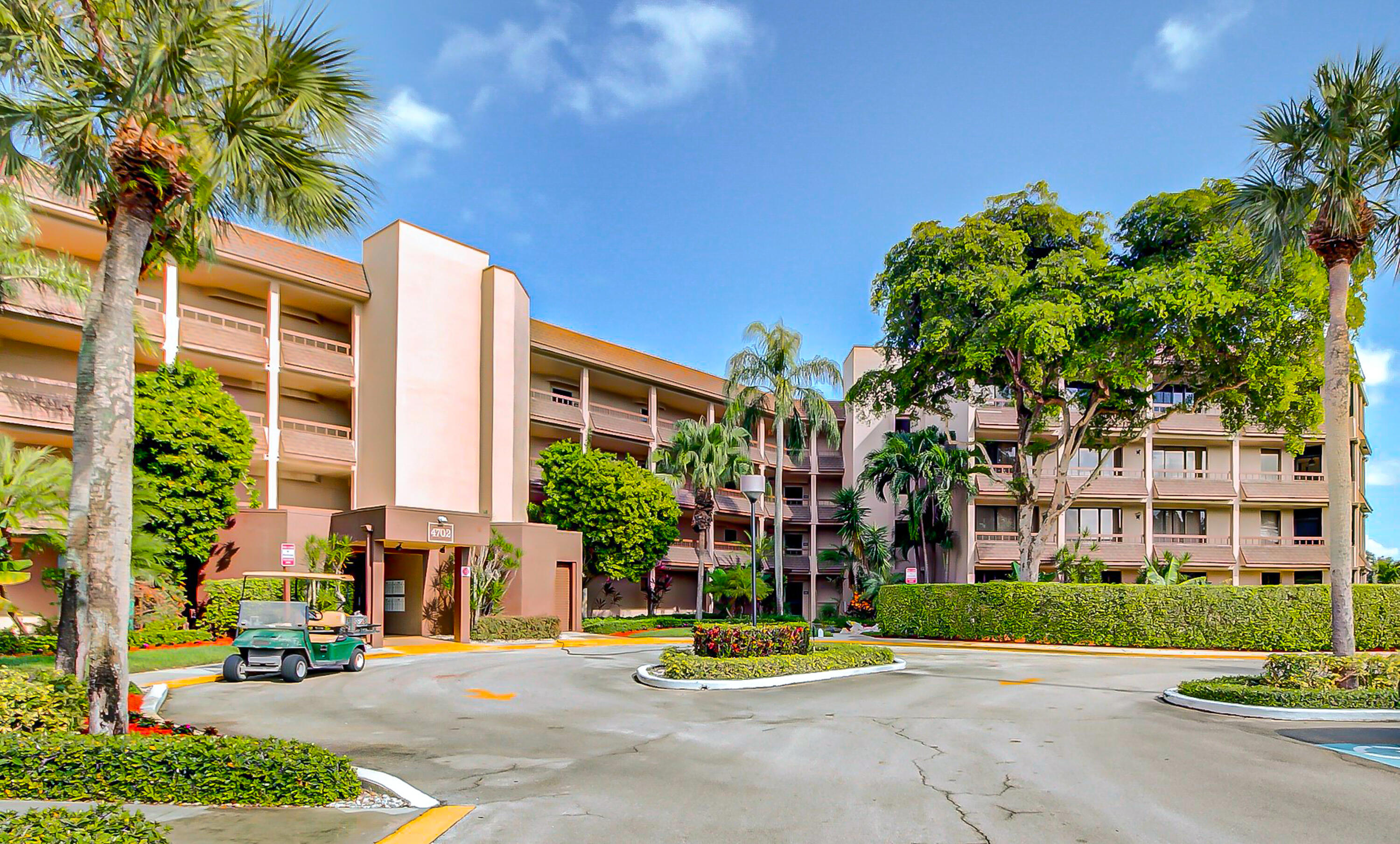 a view of a building with a street