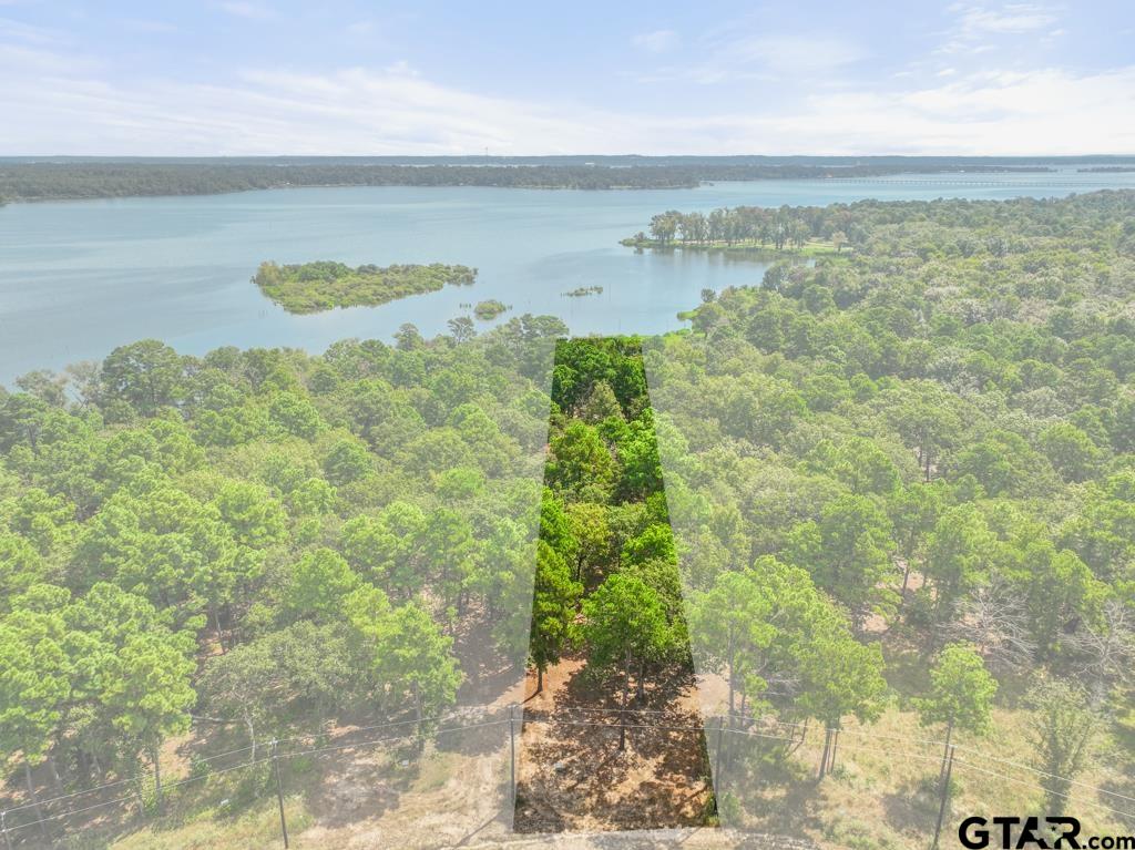 a view of a lake with a yard