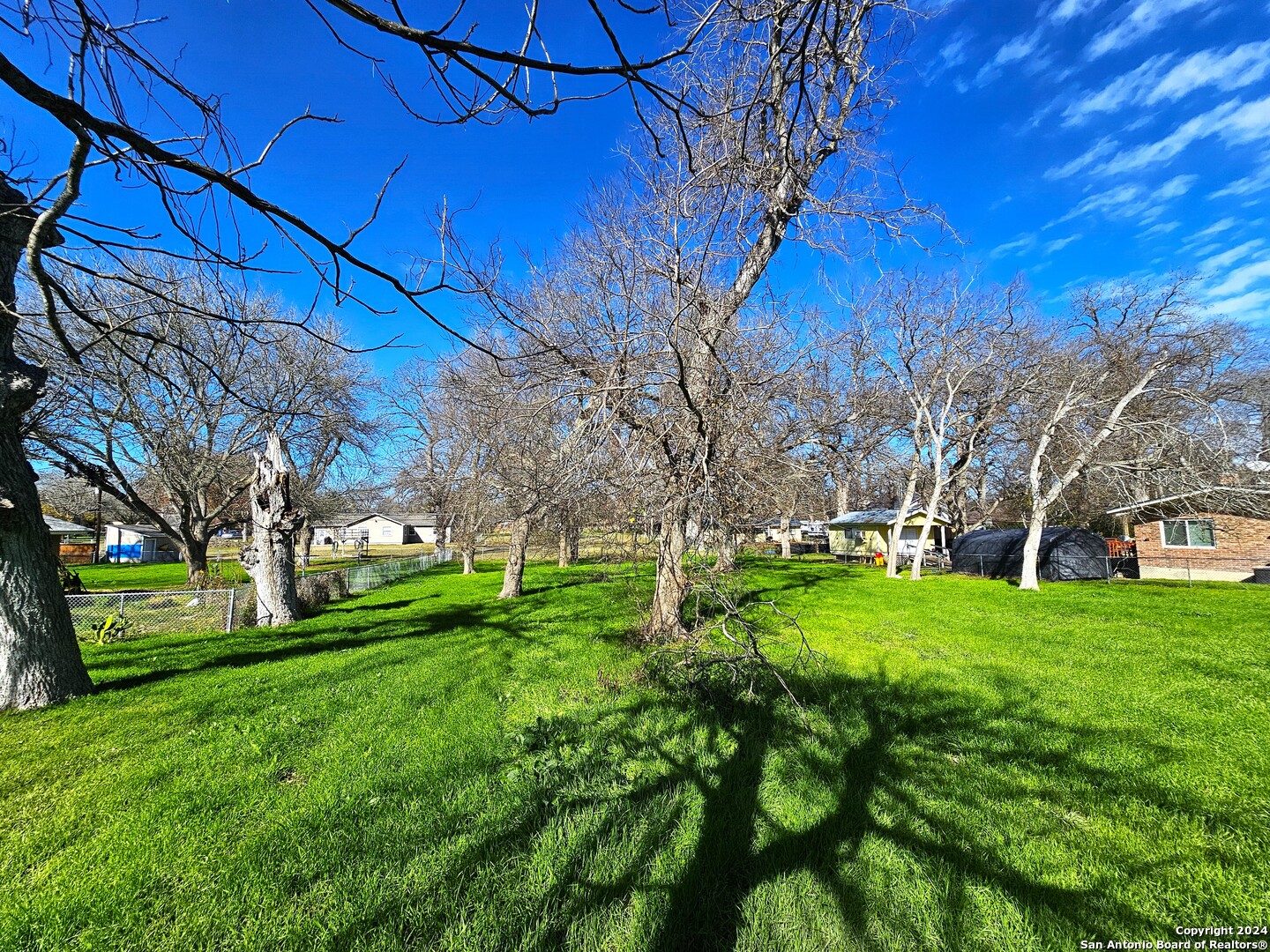 a backyard of a house with lots of green space