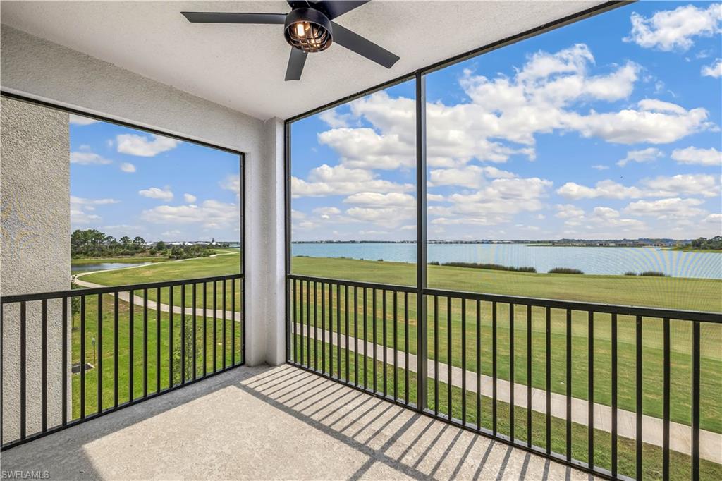 Water & Golf Course view and ceiling fan