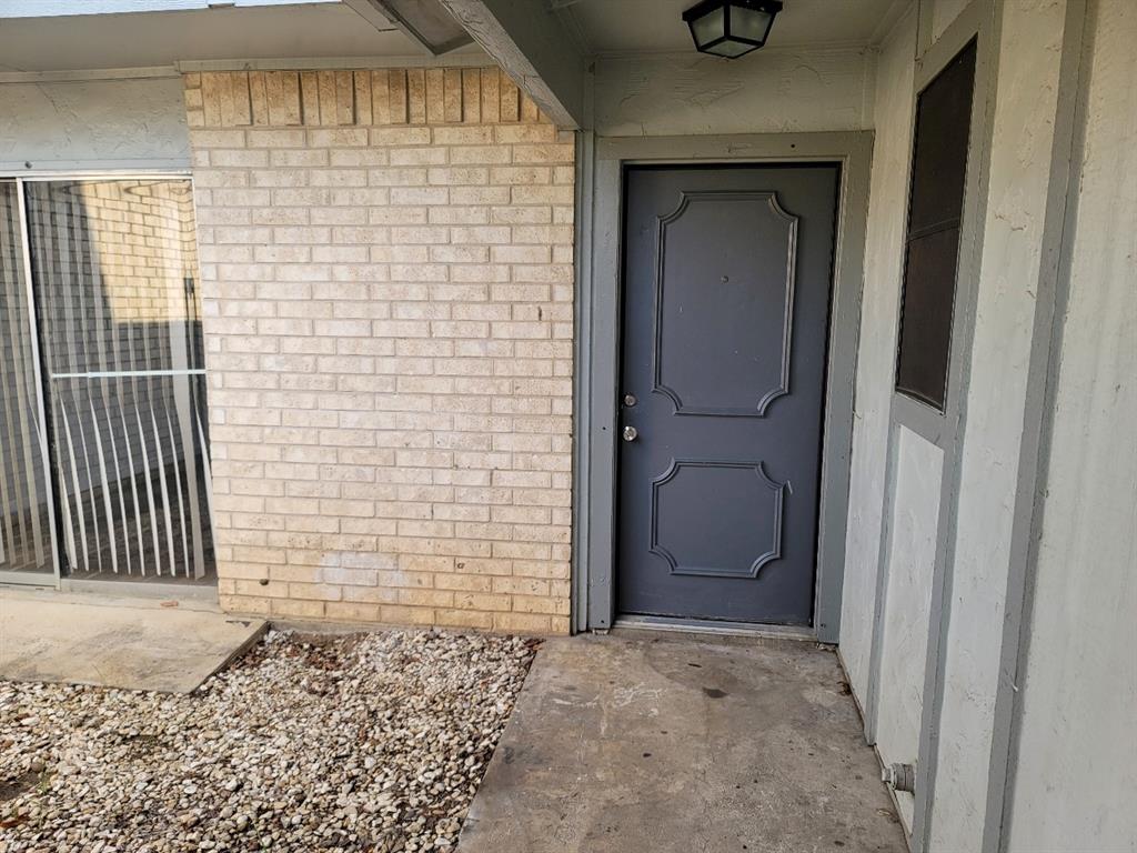 a view of a wooden door