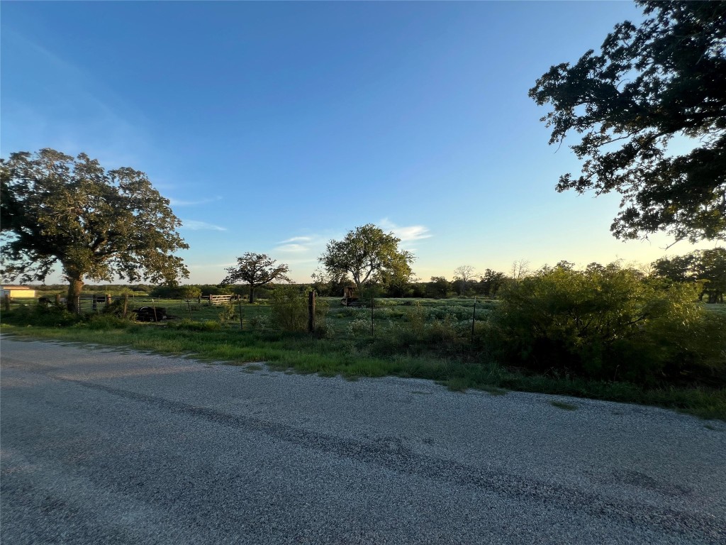 a view of a road with a yard