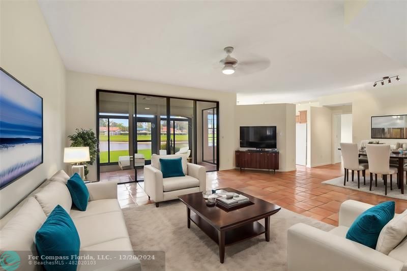 Virtually staged living room and dining room