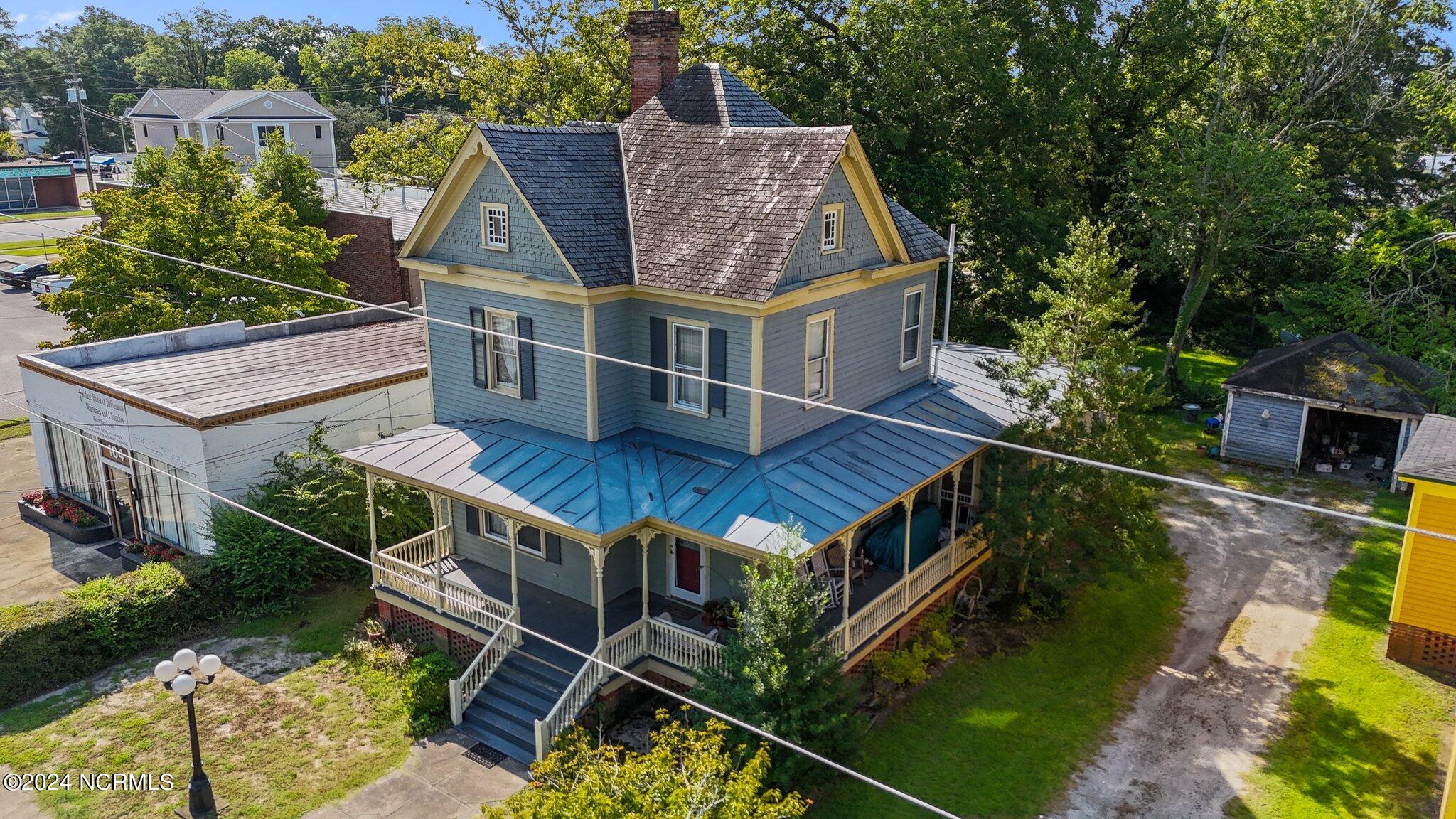 Aerial home and garage