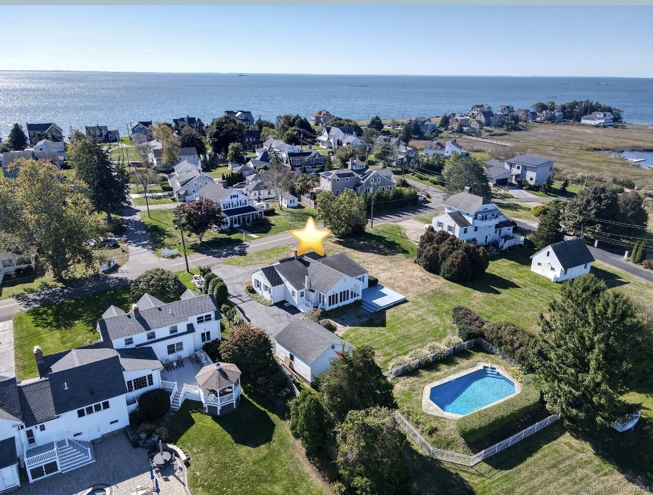 an aerial view of multiple house