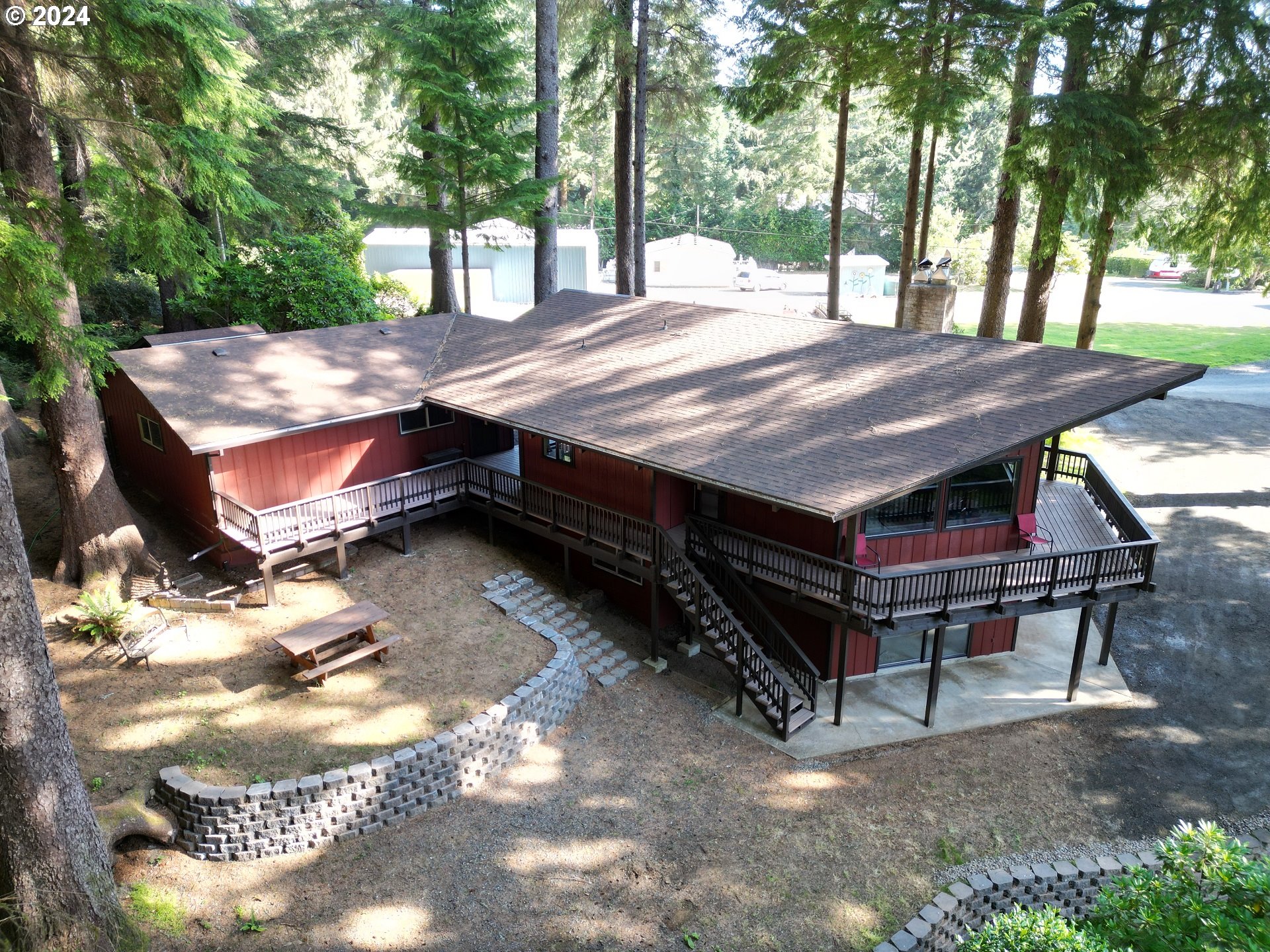 a view of a wooden floor with a yard