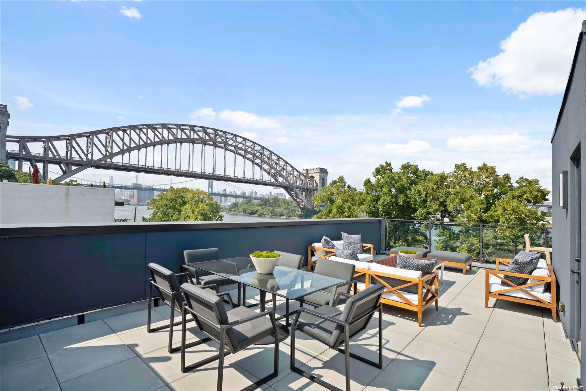 a view of a chairs and table in patio