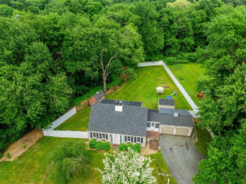 an aerial view of a house