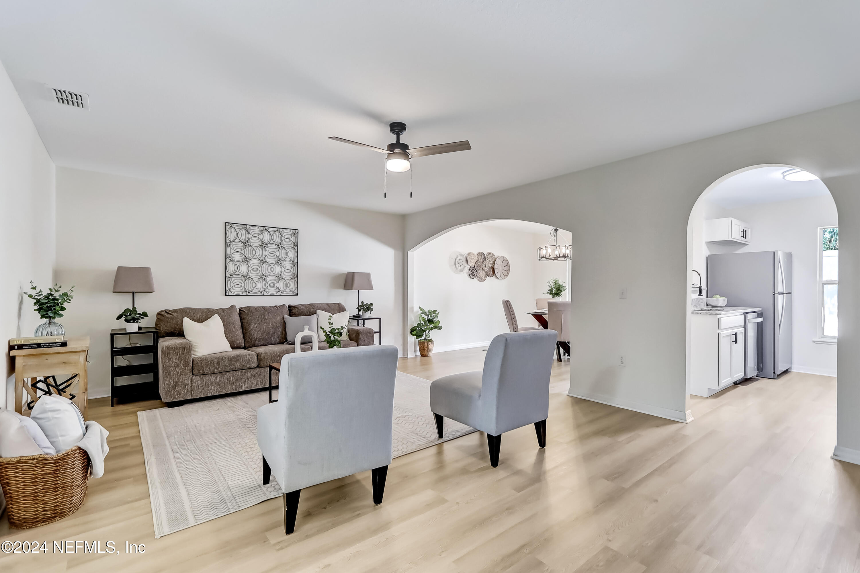 a living room with furniture