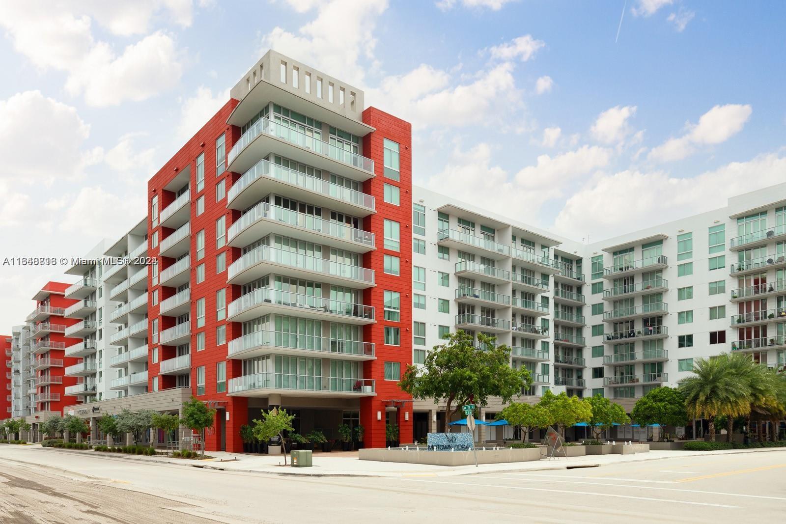 a front view of a multi story building