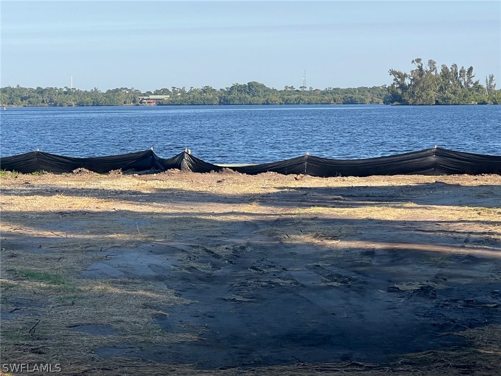 a view of an ocean and trees