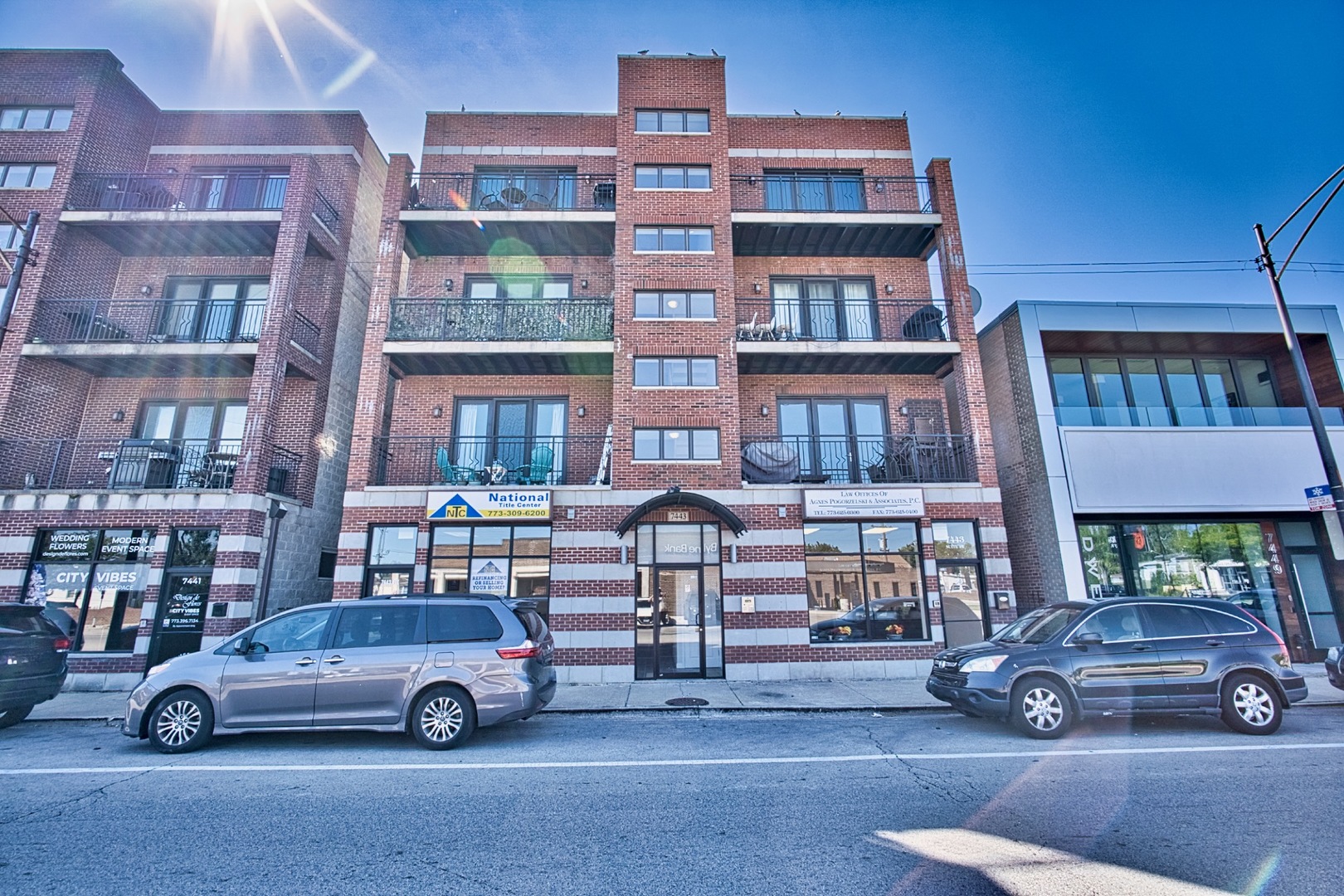 a car parked in front of a building