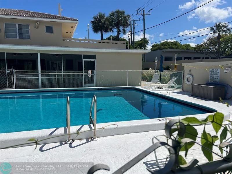 a view of a swimming pool with a lounge chairs