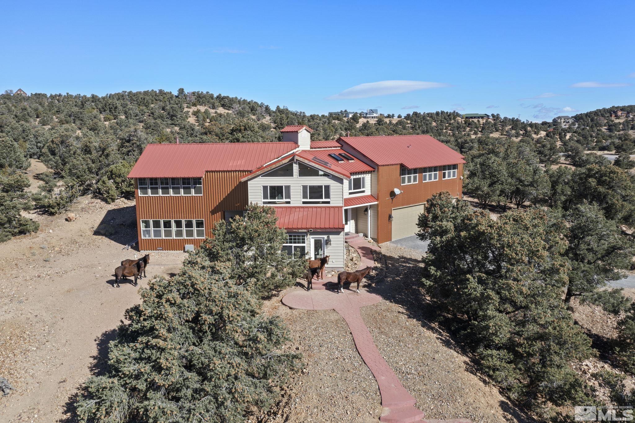 an aerial view of a house