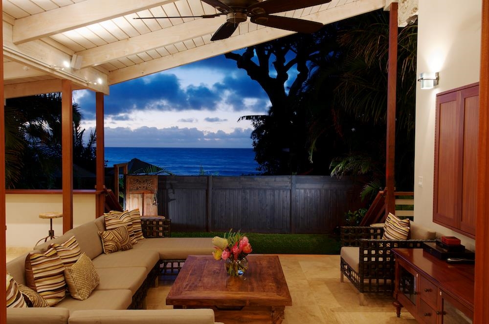 a outdoor living space with furniture