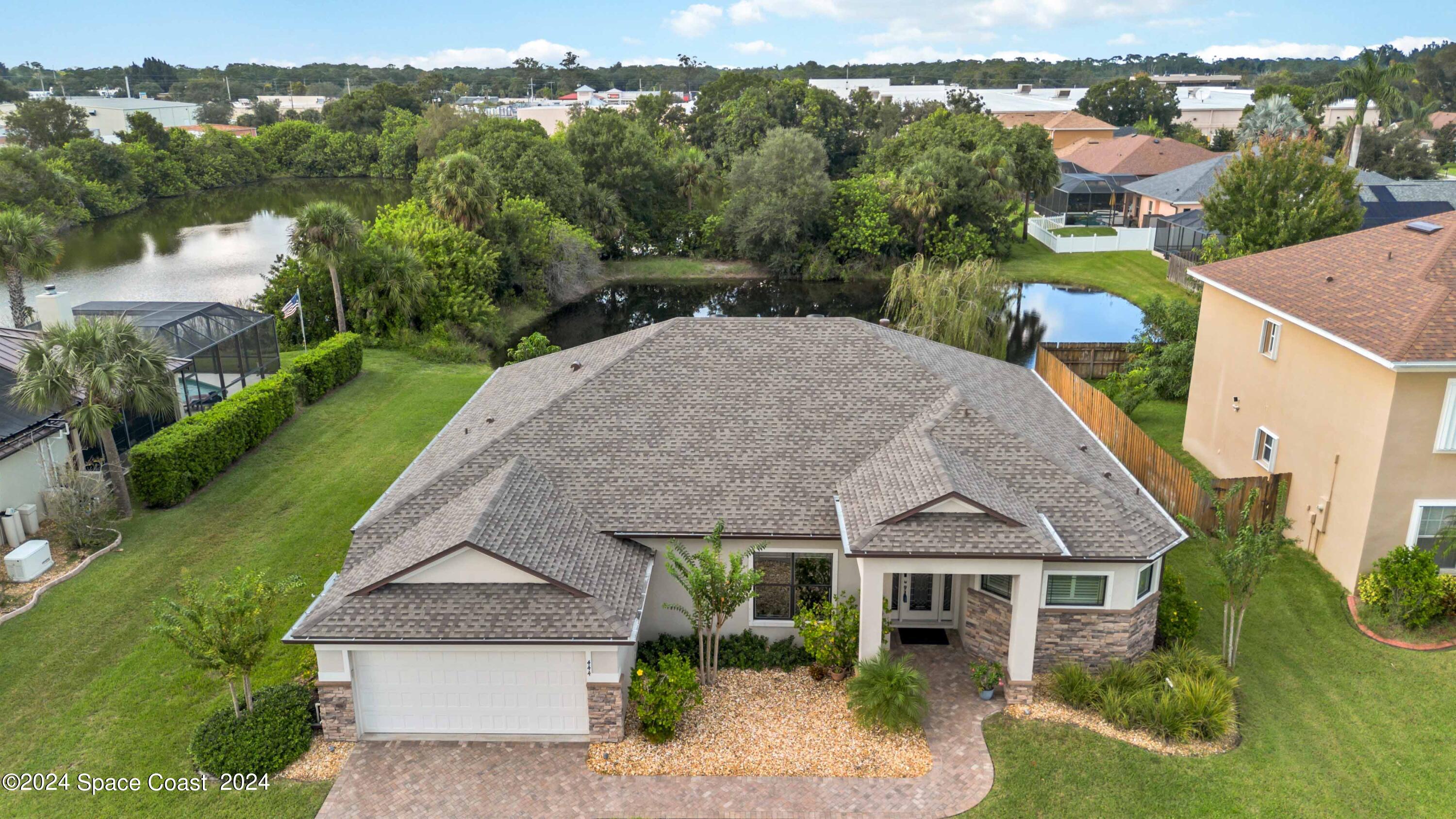 an aerial view of a house