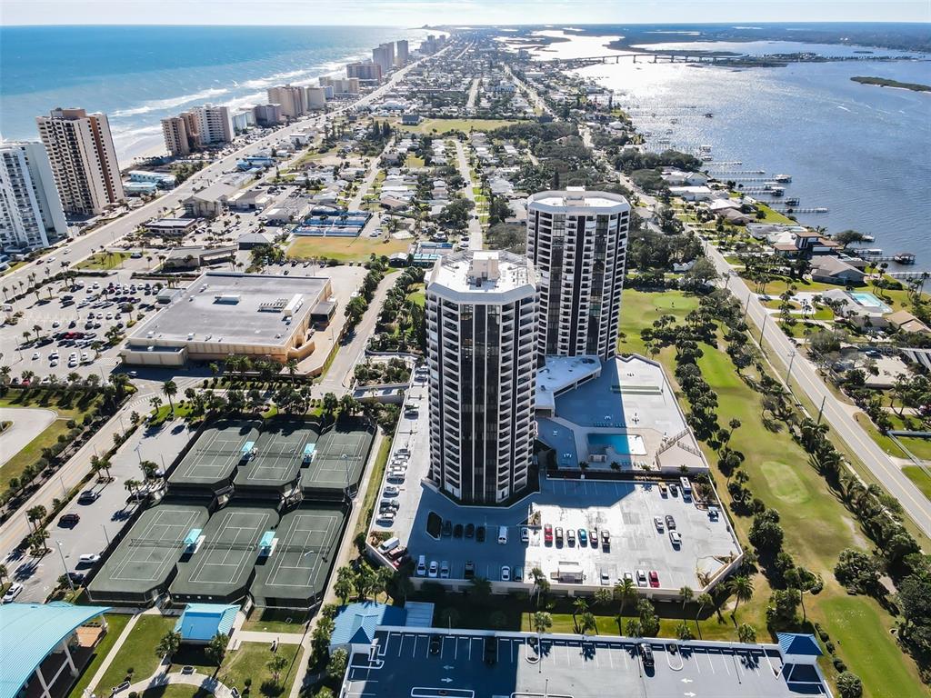 an aerial view of a city