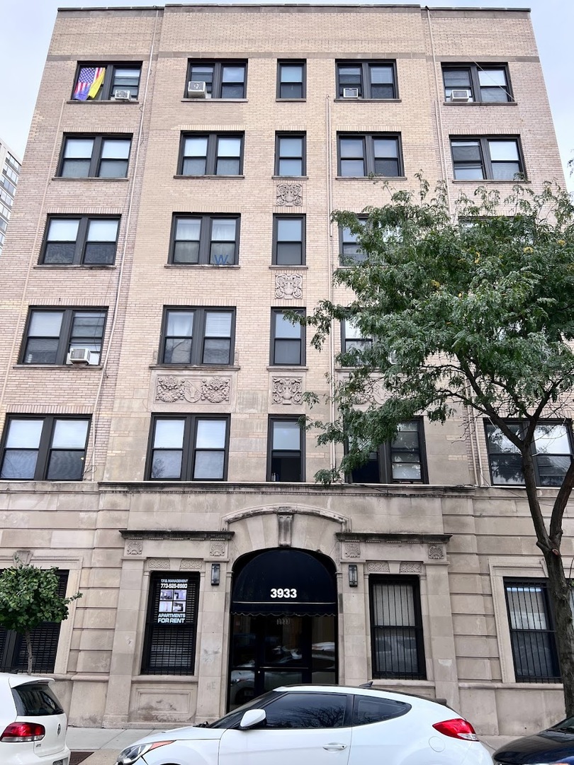 a view of a building with a window