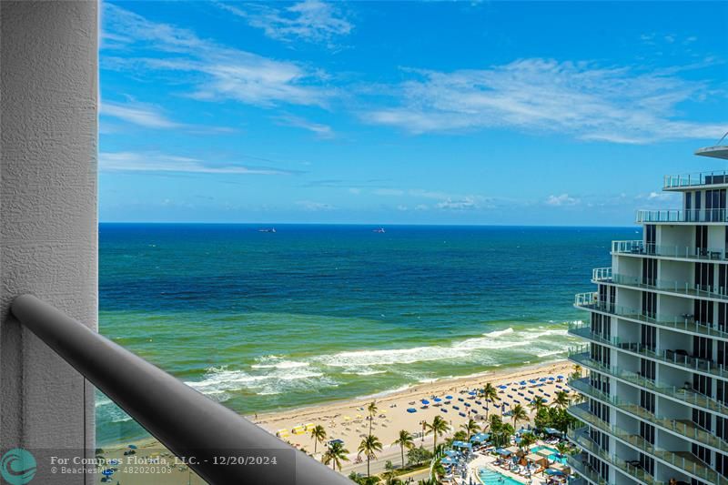 a view of an ocean from a balcony