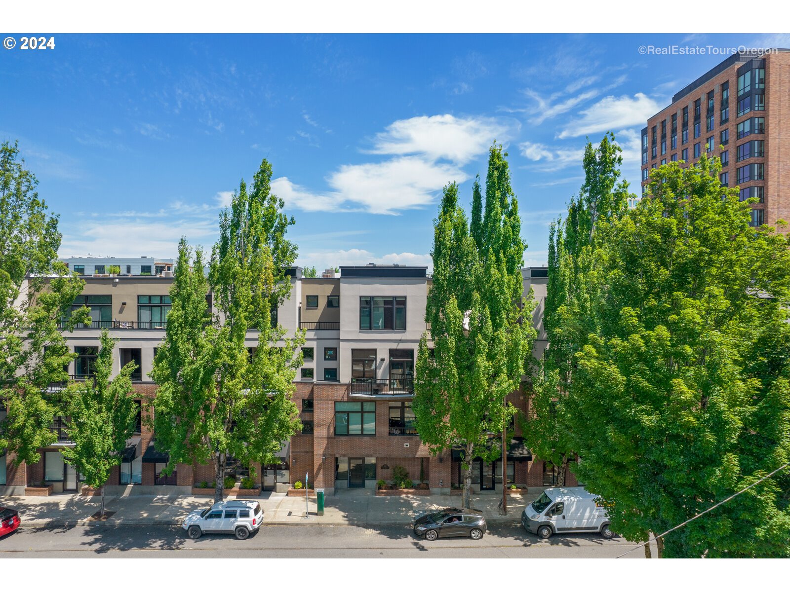 a aerial view of a house with plants and trees