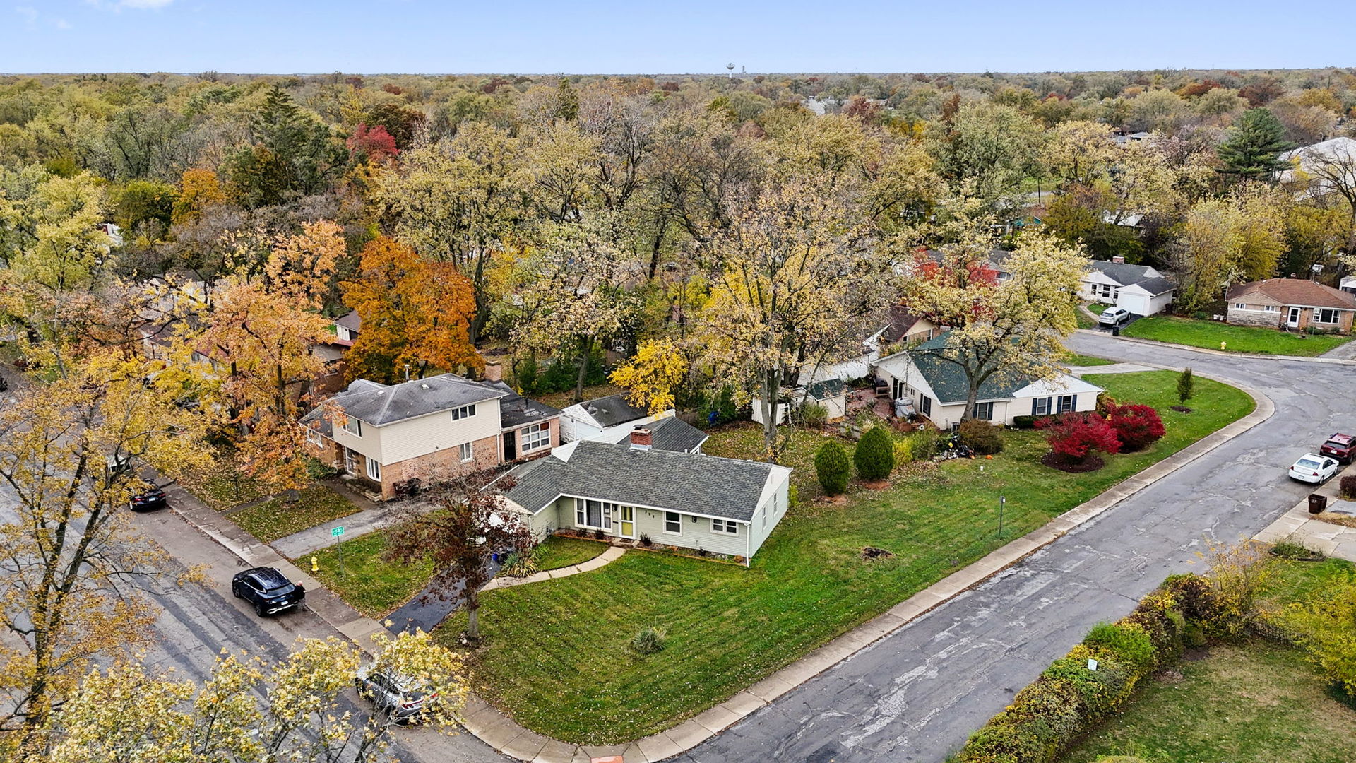 an aerial view of multiple house