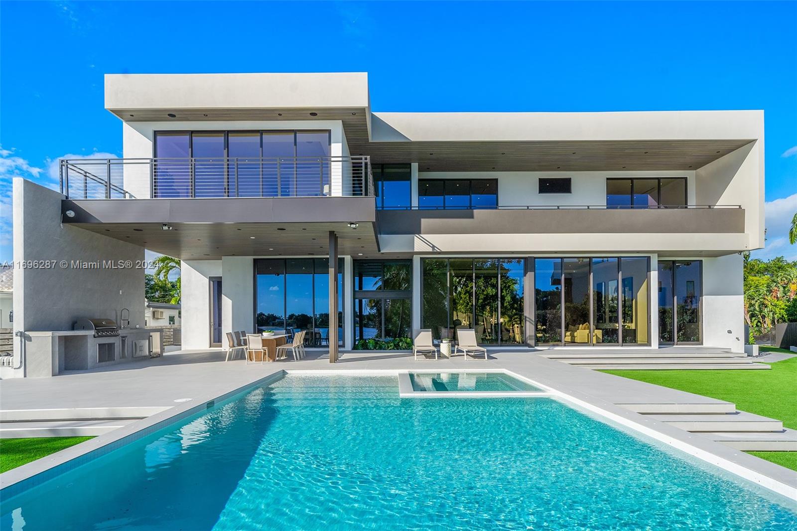 a view of a building with a swimming pool