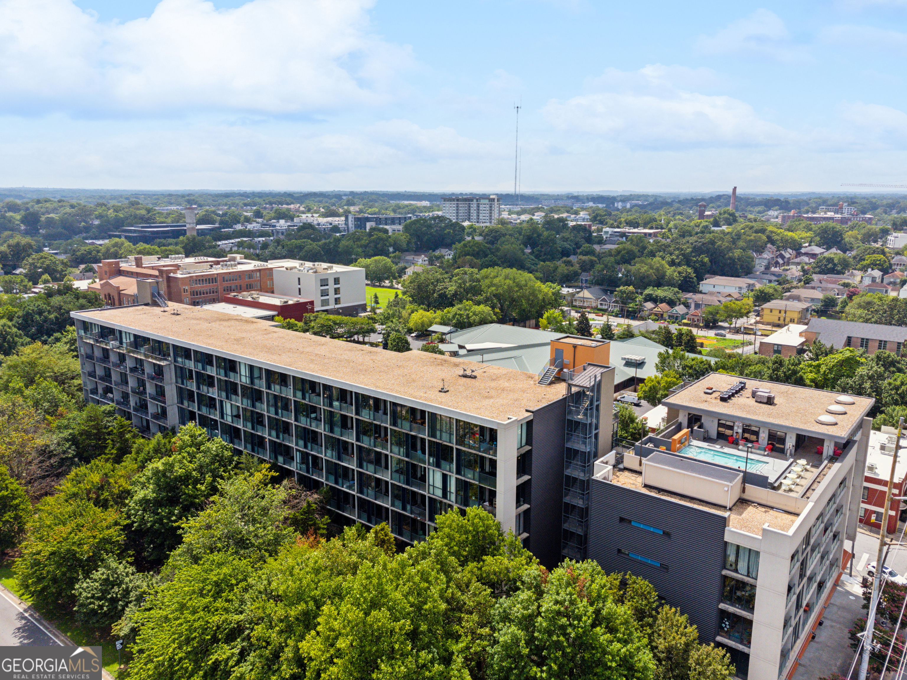 an aerial view of city